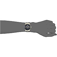 GUESS Gold-Tone Stainless Steel + Black Stain Resistant Watch with Day + Date Functions. Color: Black (Model: U1053L7)