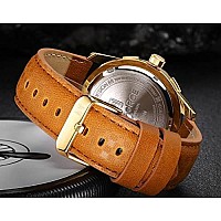 Naviforce Luxury Men Sports Watches Waterproof Quartz Leather Watch Gold Big Face Date Clock