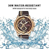 NAVIFORCE Mens Military Watches Sport Waterproof Quartz Leather Casual Date Luxury Wrist Watch Rose Gold