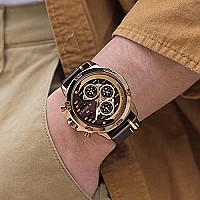 NAVIFORCE Mens Military Watches Sport Waterproof Quartz Leather Casual Date Luxury Wrist Watch Rose Gold