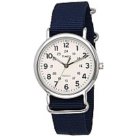 Timex Mens Tw2T29200 Weekender 40Mm Bluecream Nylon Slipthru Strap Watch