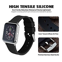 Wocci 20Mm Silicone Watch Band Quick Release Rubber Replacement Strap With Silver Stainless Steel Buckle Black