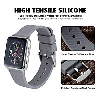 Wocci 20Mm Silicone Watch Band Quick Release Rubber Replacement Strap With Silver Stainless Steel Buckle Dark Grey