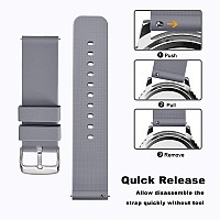 Wocci 20Mm Silicone Watch Band Quick Release Rubber Replacement Strap With Silver Stainless Steel Buckle Dark Grey