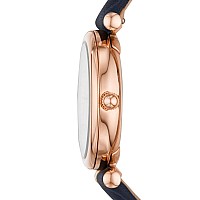 Fossil Womens Carlie Mini Quartz Stainless Steel And Leather Threehand Watch Color Rose Gold Navy Model Es4502