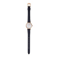 Fossil Womens Carlie Mini Quartz Stainless Steel And Leather Threehand Watch Color Rose Gold Navy Model Es4502