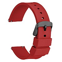 Wocci 18Mm Silicone Watch Band Quick Release Rubber Replacement Strap With Black Stainless Steel Buckle Christmas Red