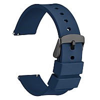 Wocci 20Mm Silicone Watch Band Quick Release Rubber Replacement Strap With Black Stainless Steel Buckle Navy Blue