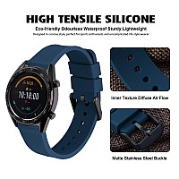 Wocci 20Mm Silicone Watch Band Quick Release Rubber Replacement Strap With Black Stainless Steel Buckle Navy Blue