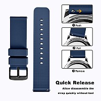 Wocci 20Mm Silicone Watch Band Quick Release Rubber Replacement Strap With Black Stainless Steel Buckle Navy Blue