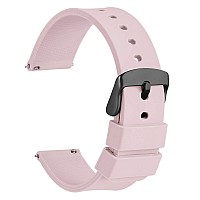 Wocci 20Mm Silicone Watch Band Quick Release Rubber Replacement Strap With Black Stainless Steel Buckle Light Pink