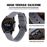 Wocci 18Mm Silicone Watch Band Quick Release Rubber Replacement Strap With Black Stainless Steel Buckle Dark Grey