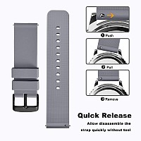 Wocci 18Mm Silicone Watch Band Quick Release Rubber Replacement Strap With Black Stainless Steel Buckle Dark Grey