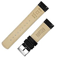 BARTON WATCH BANDS Standard Length - Alligator Grain - Quick Release Leather Watch Bands, Black & Stainless Steel Buckle, 22mm