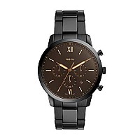 Fossil Mens Neutra Quartz Stainless Steel Chronograph Watch, Color: Black (Model: FS5525)