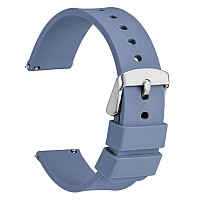 Wocci 22Mm Silicone Watch Band Quick Release Rubber Replacement Strap With Silver Stainless Steel Buckle Bluegrey