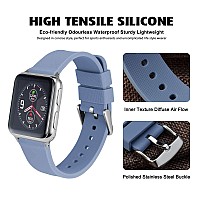 Wocci 22Mm Silicone Watch Band Quick Release Rubber Replacement Strap With Silver Stainless Steel Buckle Bluegrey