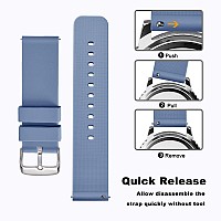 Wocci 22Mm Silicone Watch Band Quick Release Rubber Replacement Strap With Silver Stainless Steel Buckle Bluegrey