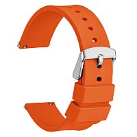 Wocci 24Mm Silicone Watch Band Quick Release Rubber Replacement Strap With Silver Stainless Steel Buckle Orange