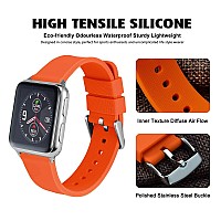 Wocci 24Mm Silicone Watch Band Quick Release Rubber Replacement Strap With Silver Stainless Steel Buckle Orange