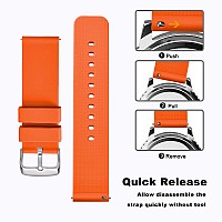 Wocci 24Mm Silicone Watch Band Quick Release Rubber Replacement Strap With Silver Stainless Steel Buckle Orange