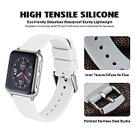 Wocci 24Mm Silicone Watch Band Quick Release Rubber Replacement Strap With Silver Stainless Steel Buckle White