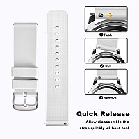 Wocci 24Mm Silicone Watch Band Quick Release Rubber Replacement Strap With Silver Stainless Steel Buckle White