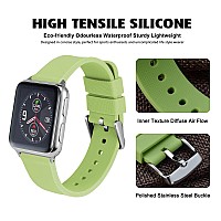 Wocci 18Mm Silicone Watch Band Quick Release Rubber Replacement Strap With Silver Stainless Steel Buckle Matcha Green