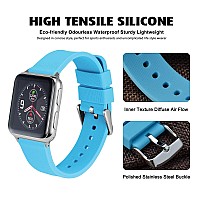 Wocci 18Mm Silicone Watch Band Quick Release Rubber Replacement Strap With Silver Stainless Steel Buckle Sky Blue