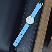 Wocci 18Mm Silicone Watch Band Quick Release Rubber Replacement Strap With Silver Stainless Steel Buckle Sky Blue