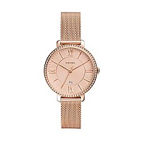 Fossil Womens Jacqueline Quartz Stainless Steel Mesh Three-Hand Watch color: Rose gold glitz (Model: ES4628)