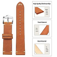 EACHE Leather Watch Bands 18mm for Men Vintage Watch Straps Tan for Women Crazy Horse Leather Replacement Watchband