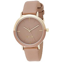 Nine West Women'S Gold-Tone And Tan Strap Watch, Nw/2346Gptn