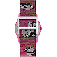 Timex Girls TW7C77100 Time Machines Pink/Pandas Elastic Fabric Strap Watch