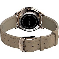 Timex Women's TW2T72400 Modern Easy Reader 32mm Beige/Rose Gold/White Genuine Leather Strap Watch