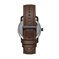 Fossil Mens Copeland Quartz Stainless Steel And Leather Threehand Watch Color Black Dark Brown Model Fs5666