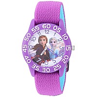 Disney Frozen Kids Plastic Time Teacher Analog Quartz Nylon Strap Watch Purplelt Purple