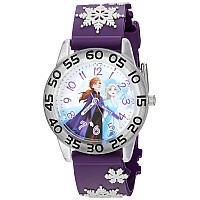 Disney Frozen Kids Plastic Time Teacher Analog Quartz 3D Strap Watch Purplegrey