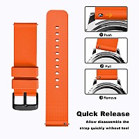 Wocci 24Mm Silicone Watch Band Quick Release Rubber Replacement Strap With Black Stainless Steel Buckle Orange