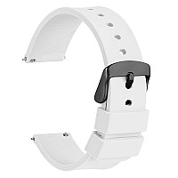 Wocci 22Mm Silicone Watch Band Quick Release Rubber Replacement Strap With Black Stainless Steel Buckle White