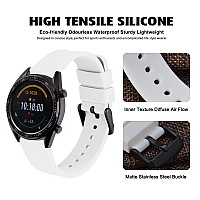 Wocci 22Mm Silicone Watch Band Quick Release Rubber Replacement Strap With Black Stainless Steel Buckle White