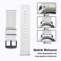 Wocci 22Mm Silicone Watch Band Quick Release Rubber Replacement Strap With Black Stainless Steel Buckle White