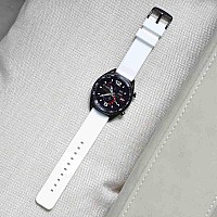 Wocci 22Mm Silicone Watch Band Quick Release Rubber Replacement Strap With Black Stainless Steel Buckle White