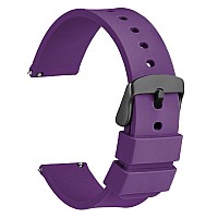 Wocci 14Mm Silicone Watch Band Quick Release Rubber Replacement Strap With Black Stainless Steel Buckle Purple