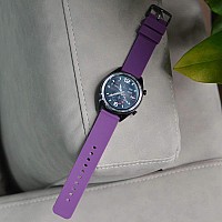 Wocci 14Mm Silicone Watch Band Quick Release Rubber Replacement Strap With Black Stainless Steel Buckle Purple