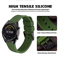 Wocci 14Mm Silicone Watch Band Quick Release Rubber Replacement Strap With Black Stainless Steel Buckle Military Green