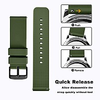 Wocci 14Mm Silicone Watch Band Quick Release Rubber Replacement Strap With Black Stainless Steel Buckle Military Green