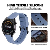 Wocci 20Mm Silicone Watch Band Quick Release Rubber Replacement Strap With Black Stainless Steel Buckle Bluegrey