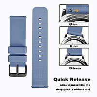 Wocci 20Mm Silicone Watch Band Quick Release Rubber Replacement Strap With Black Stainless Steel Buckle Bluegrey