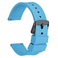 Wocci 20Mm Silicone Watch Band Quick Release Rubber Replacement Strap With Black Stainless Steel Buckle Sky Blue